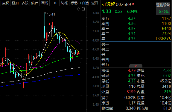 突发利空 ST远智超133万手封死跌停！估值处于历史底部的优质股曝光